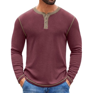 image:imageCOOFANDY Mens Henley Shirts Long Sleeve Button TShirt Fashion Casual Pullover Shirts Soft Stretch Tees TopsRrick Red