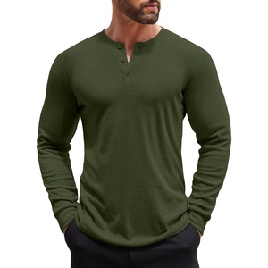 image:imageCOOFANDY Mens Henley Shirts Long Sleeve Button TShirt Lightweight Fashion Casual Pullover ShirtArmy Green