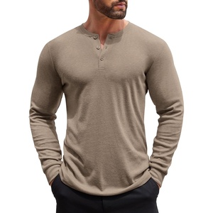 image:imageCOOFANDY Mens Henley Shirts Long Sleeve Button TShirt Lightweight Fashion Casual Pullover ShirtDark Khaki
