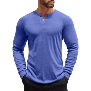 image:imageCOOFANDY Mens Henley Shirts Long Sleeve Button TShirt Lightweight Fashion Casual Pullover ShirtHeather Blue