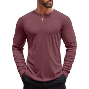 image:imageCOOFANDY Mens Henley Shirts Long Sleeve Button TShirt Lightweight Fashion Casual Pullover ShirtHeather Burgundy