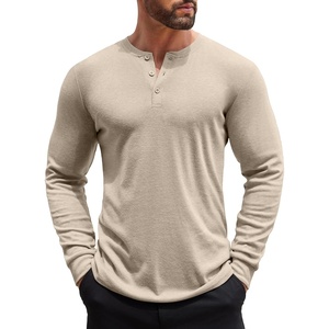 image:imageCOOFANDY Mens Henley Shirts Long Sleeve Button TShirt Lightweight Fashion Casual Pullover ShirtHeather Khaki