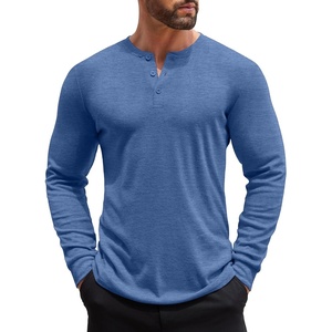 image:imageCOOFANDY Mens Henley Shirts Long Sleeve Button TShirt Lightweight Fashion Casual Pullover ShirtHeather Lake Blue