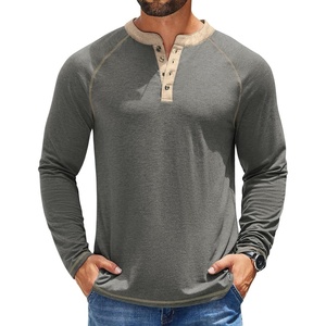 image:imageCOOFANDY Mens Henley Shirts Long Sleeve Casual Button V Neck TShirt Lightweight Fashion Pullover ShirtsDark Heather Grey