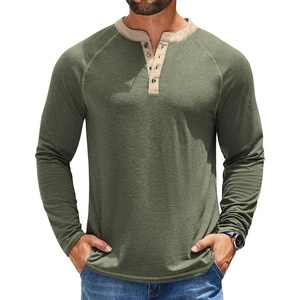 image:imageCOOFANDY Mens Henley Shirts Long Sleeve Casual Button V Neck TShirt Lightweight Fashion Pullover ShirtsHeather Army Green