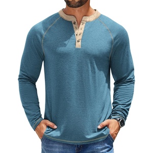 image:imageCOOFANDY Mens Henley Shirts Long Sleeve Casual Button V Neck TShirt Lightweight Fashion Pullover ShirtsHeather Blue