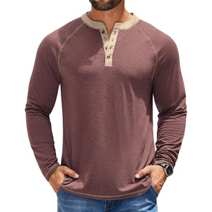 image:imageCOOFANDY Mens Henley Shirts Long Sleeve Casual Button V Neck TShirt Lightweight Fashion Pullover ShirtsHeather Burgundy
