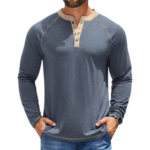 image:imageCOOFANDY Mens Henley Shirts Long Sleeve Casual Button V Neck TShirt Lightweight Fashion Pullover ShirtsHeather Dark Blue
