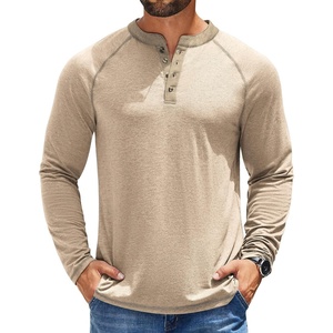 image:imageCOOFANDY Mens Henley Shirts Long Sleeve Casual Button V Neck TShirt Lightweight Fashion Pullover ShirtsHeather Khaki