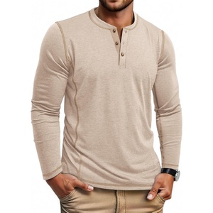 image:imageCOOFANDY Mens Henley Shirts Long Sleeve Casual Maverick Slub Henley TShirts Lightweight Basic Tee01light Khaki