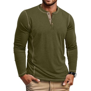 image:imageCOOFANDY Mens Henley Shirts Long Sleeve Casual Maverick Slub Henley TShirts Lightweight Basic Tee02army Green
