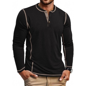 image:imageCOOFANDY Mens Henley Shirts Long Sleeve Casual Maverick Slub Henley TShirts Lightweight Basic Tee02black