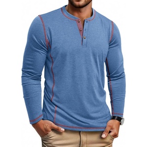 image:imageCOOFANDY Mens Henley Shirts Long Sleeve Casual Maverick Slub Henley TShirts Lightweight Basic TeeBlue