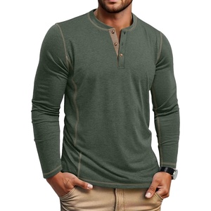 image:imageCOOFANDY Mens Henley Shirts Long Sleeve Casual Maverick Slub Henley TShirts Lightweight Basic TeeDark Army Green