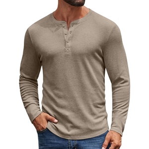 image:imageCOOFANDY Mens Henley Shirts Long Sleeve Casual Pullover Shirt Fashion Button TShirtDark Khaki