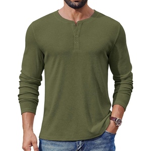 image:imageCOOFANDY Mens Henley Shirts Long Sleeve Fashion Tee Shirts Slim Fit 4 Buttons TShirts Casual Basic Pullover TopArmy Green