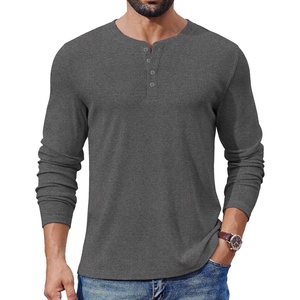 image:imageCOOFANDY Mens Henley Shirts Long Sleeve Fashion Tee Shirts Slim Fit 4 Buttons TShirts Casual Basic Pullover TopDark Grey