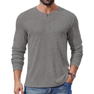 image:imageCOOFANDY Mens Henley Shirts Long Sleeve Fashion Tee Shirts Slim Fit 4 Buttons TShirts Casual Basic Pullover TopGray