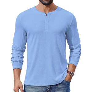 image:imageCOOFANDY Mens Henley Shirts Long Sleeve Fashion Tee Shirts Slim Fit 4 Buttons TShirts Casual Basic Pullover TopLight Blue