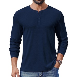 image:imageCOOFANDY Mens Henley Shirts Long Sleeve Fashion Tee Shirts Slim Fit 4 Buttons TShirts Casual Basic Pullover TopNavy Blue