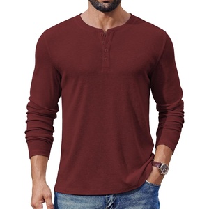 image:imageCOOFANDY Mens Henley Shirts Long Sleeve Fashion Tee Shirts Slim Fit 4 Buttons TShirts Casual Basic Pullover TopWine Red
