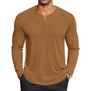 image:imageCOOFANDY Mens Henley Shirts Long Sleeve Lightweight Button TShirt Casual Basic Tee TopCaramel Brown