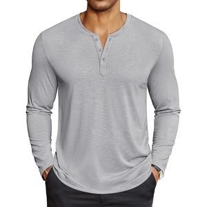 image:imageCOOFANDY Mens Henley Shirts Long Sleeve Lightweight Button TShirt Casual Basic Tee TopLight Grey