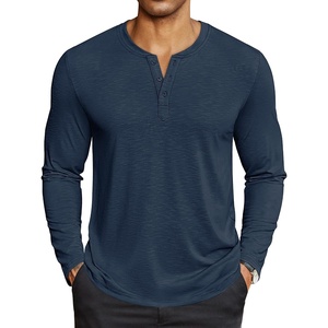 image:imageCOOFANDY Mens Henley Shirts Long Sleeve Lightweight Button TShirt Casual Basic Tee TopNavy Blue
