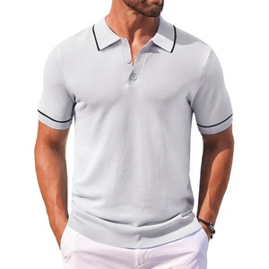 image:imageCOOFANDY Mens Knit Polo Shirts Casual Short Sleeve Button Down Shirts Crochet Classic Golf Polo Collared ShirtsWhite