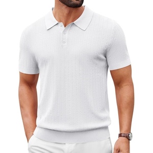 image:imageCOOFANDY Mens Knit Polo Shirts Short Sleeve Slim Fit Textured Golf Polo Shirt Casual Summer Vacation TShirtsWhite