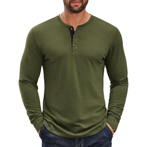 image:imageCOOFANDY Mens Long Sleeve Henley Shirts Cotton TShirts Casual Pullover Shirt Soft Stretch Basic Tees Fall TopsArmy Green
