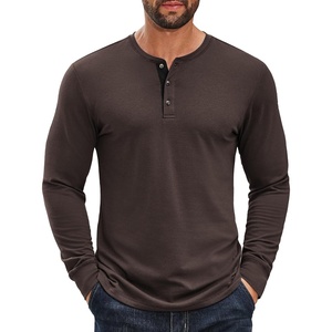 image:imageCOOFANDY Mens Long Sleeve Henley Shirts Cotton TShirts Casual Pullover Shirt Soft Stretch Basic Tees Fall TopsBrown