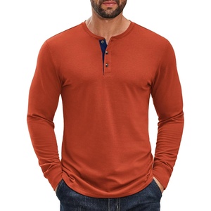 image:imageCOOFANDY Mens Long Sleeve Henley Shirts Cotton TShirts Casual Pullover Shirt Soft Stretch Basic Tees Fall TopsCaramel