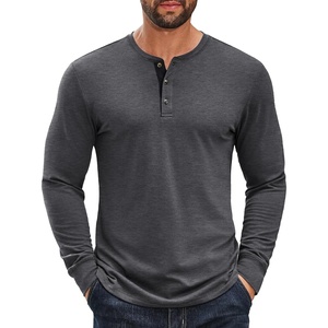 image:imageCOOFANDY Mens Long Sleeve Henley Shirts Cotton TShirts Casual Pullover Shirt Soft Stretch Basic Tees Fall TopsDark Grey