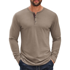 image:imageCOOFANDY Mens Long Sleeve Henley Shirts Cotton TShirts Casual Pullover Shirt Soft Stretch Basic Tees Fall TopsKhaki