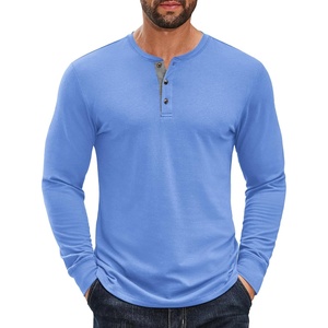 image:imageCOOFANDY Mens Long Sleeve Henley Shirts Cotton TShirts Casual Pullover Shirt Soft Stretch Basic Tees Fall TopsLight Blue