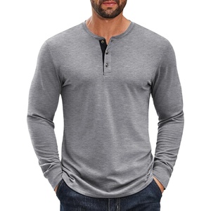 image:imageCOOFANDY Mens Long Sleeve Henley Shirts Cotton TShirts Casual Pullover Shirt Soft Stretch Basic Tees Fall TopsLight Grey