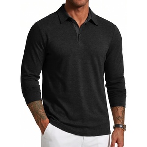 image:imageCOOFANDY Mens Long Sleeve Polo Shirts Button Casual Tee Collared Work Pullover ShirtsA Black