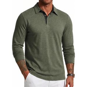 image:imageCOOFANDY Mens Long Sleeve Polo Shirts Button Casual Tee Collared Work Pullover ShirtsArmy Green