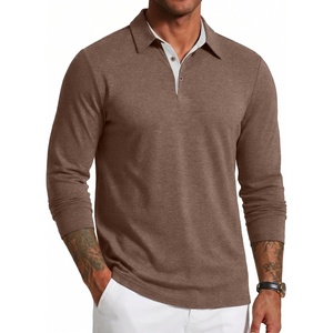 image:imageCOOFANDY Mens Long Sleeve Polo Shirts Button Casual Tee Collared Work Pullover ShirtsAsh Brown