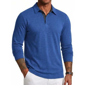 image:imageCOOFANDY Mens Long Sleeve Polo Shirts Button Casual Tee Collared Work Pullover ShirtsBlue