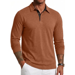 image:imageCOOFANDY Mens Long Sleeve Polo Shirts Button Casual Tee Collared Work Pullover ShirtsCaramel
