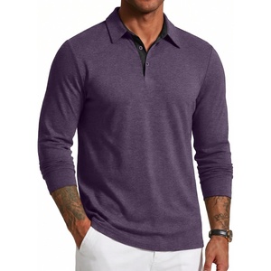 image:imageCOOFANDY Mens Long Sleeve Polo Shirts Button Casual Tee Collared Work Pullover ShirtsDark Purple