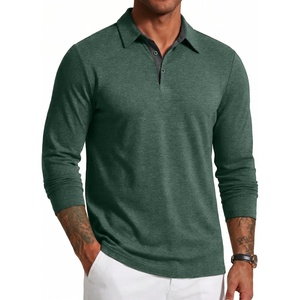 image:imageCOOFANDY Mens Long Sleeve Polo Shirts Button Casual Tee Collared Work Pullover ShirtsGreen