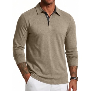 image:imageCOOFANDY Mens Long Sleeve Polo Shirts Button Casual Tee Collared Work Pullover ShirtsKhaki