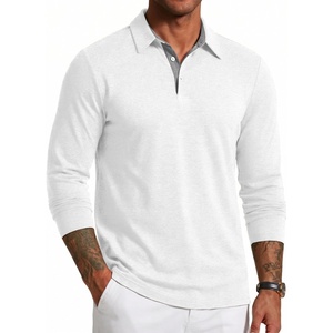 image:imageCOOFANDY Mens Long Sleeve Polo Shirts Button Casual Tee Collared Work Pullover ShirtsWhite