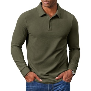 image:imageCOOFANDY Mens Long Sleeve Polo Shirts Casual Work Button Collared PulloverArmy Green