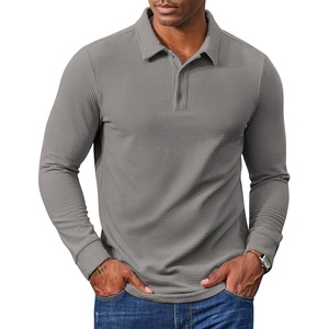 image:imageCOOFANDY Mens Long Sleeve Polo Shirts Casual Work Button Collared PulloverLight Grey
