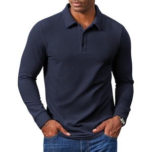 image:imageCOOFANDY Mens Long Sleeve Polo Shirts Casual Work Button Collared PulloverNavy Blue