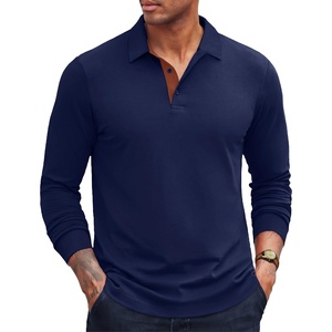 image:imageCOOFANDY Mens Long Sleeve Polo Shirts Cotton Collared Shirts Casual Business Polo Classic Golf T ShirtsDark Blue